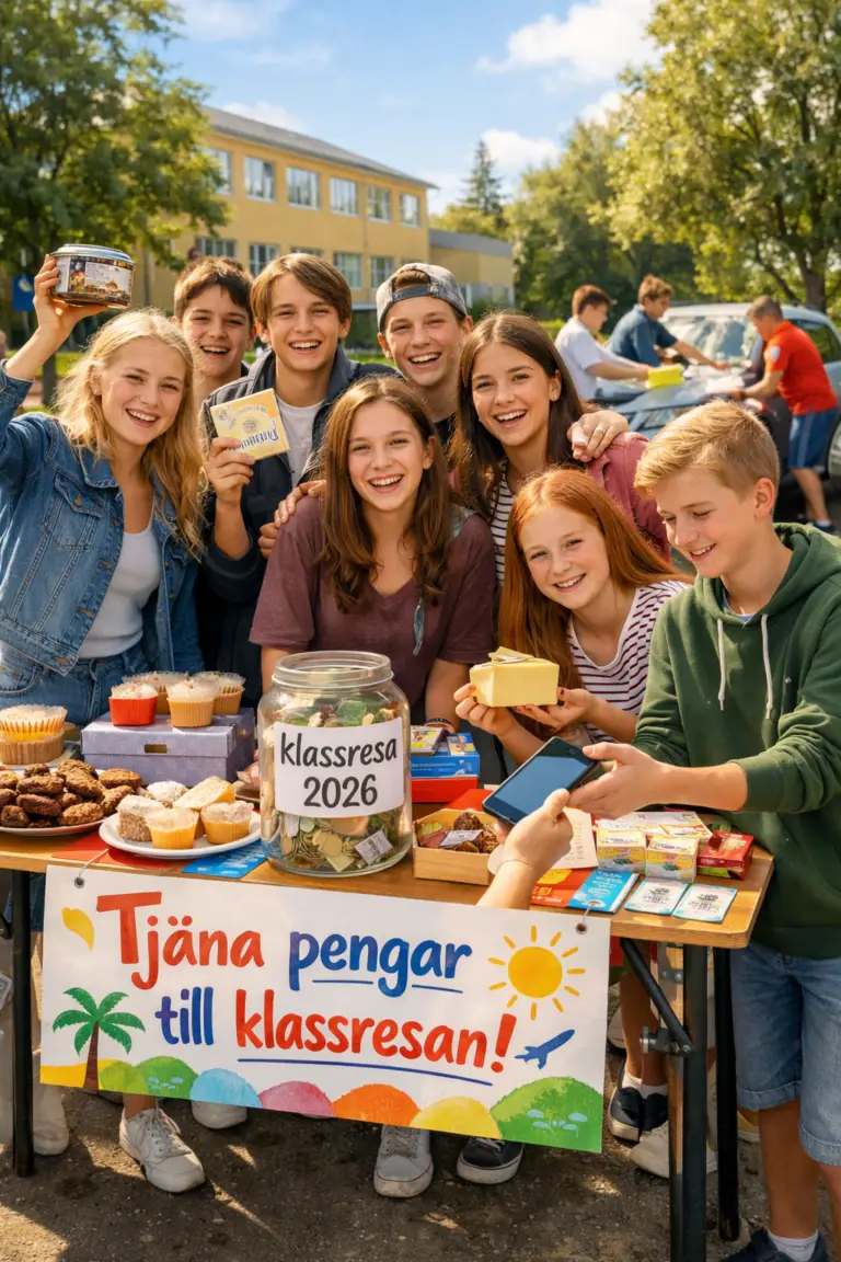 skolklass som tjäna pengar till klassresan